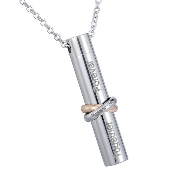 Memorial Jewelry Double Circle Cylinder Cremation Pendant Memorial Jewelry Ashes Holder Urn Keepsake Necklace & in Loving Memory Forever Together 